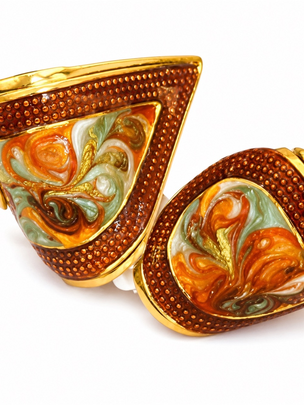 Vintage Red Enamel Earrings — Bold Artisan Design (Clip-On)